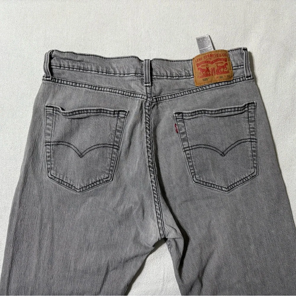 Levis 505 Jeans Mens 33x29 Gray‎ Regular Straight Mid Rise Denim
